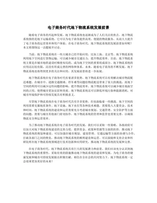 电子商务时代地下物流系统发展前景