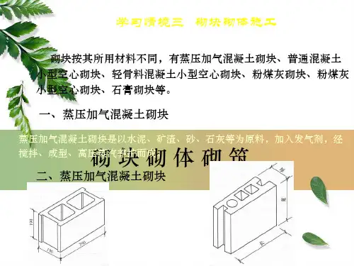 砌块砌体砌筑与配筋砌体的施工PPT课件
