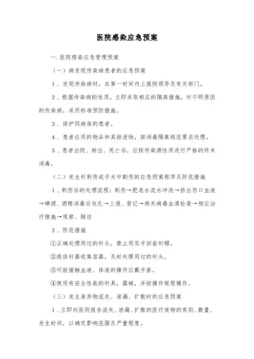 医院感染应急预案