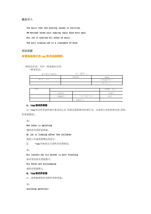 动词ing形式作表语,定语和宾语补足语