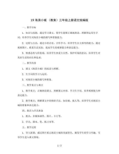 19 海滨小城 (教案)三年级上册语文统编版
