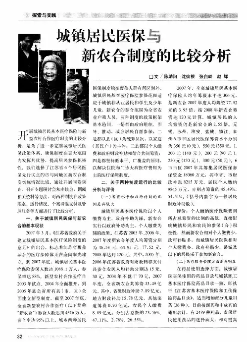 城镇居民医保与新农合制度的比较分析