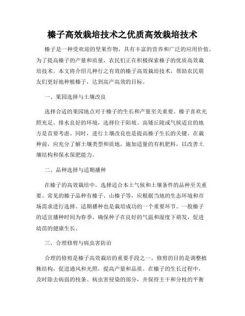 榛子高效栽培技术之优质高效栽培技术
