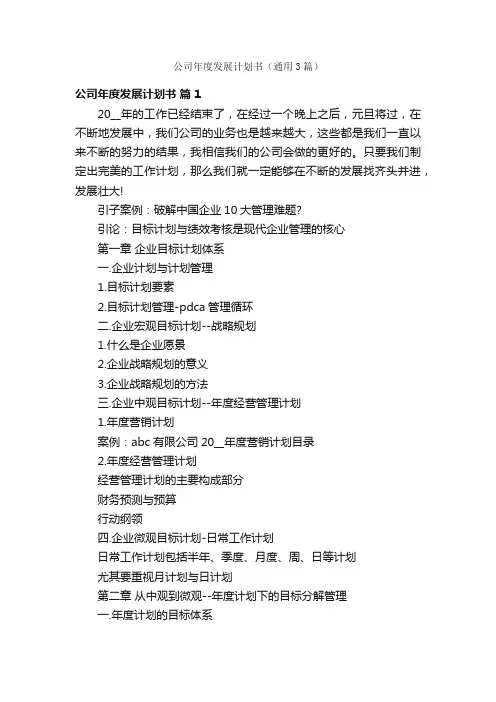 公司年度发展计划书（通用3篇）