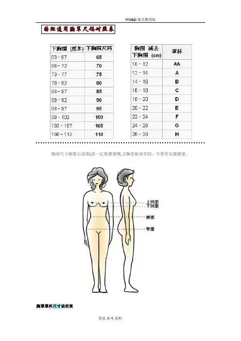 国际通用胸罩尺码对照表及他