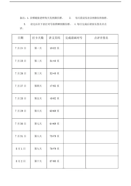 21天晨读习惯养成计划规划方案打卡表.doc