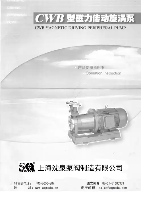 CWB磁力旋涡泵使用说明书