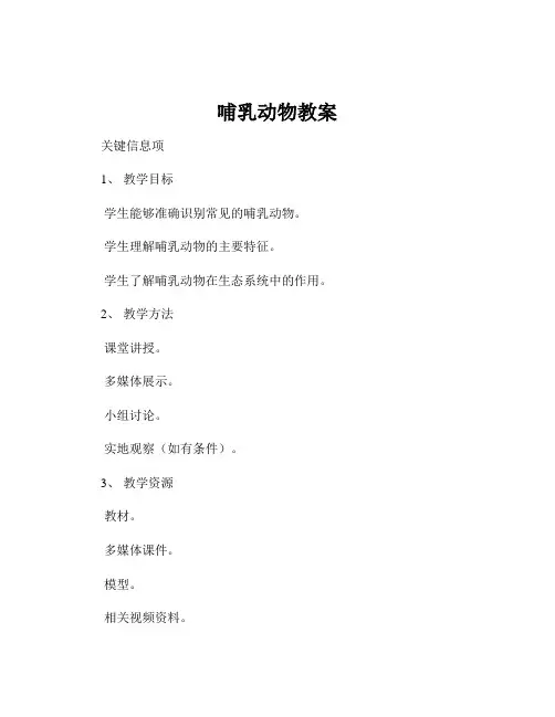 哺乳动物教案