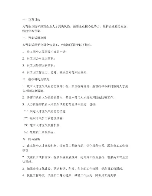 防范人才流失风险隐患应急预案