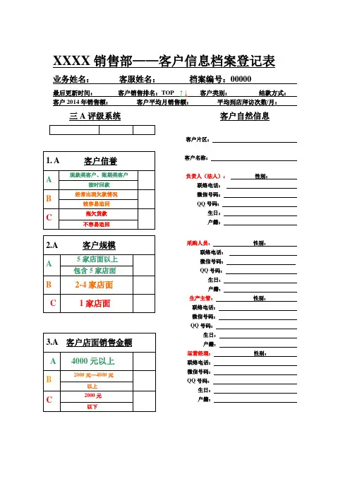客户信息档案表