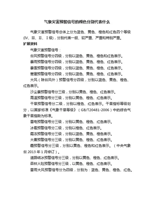 气象灾害预警信号的颜色分别代表什么