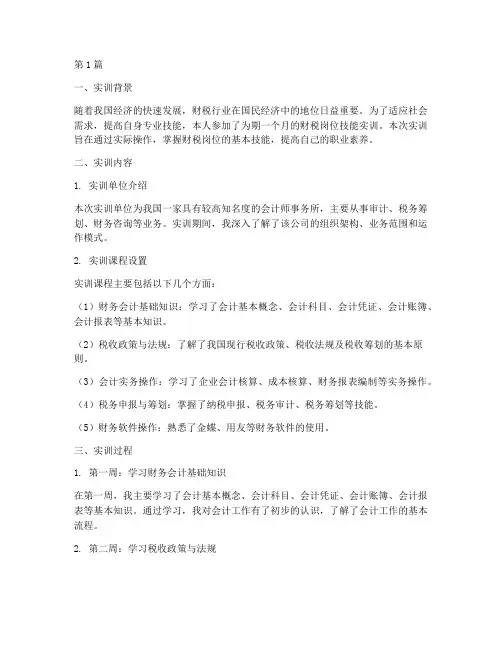 财税岗位技能实训报告(3篇)