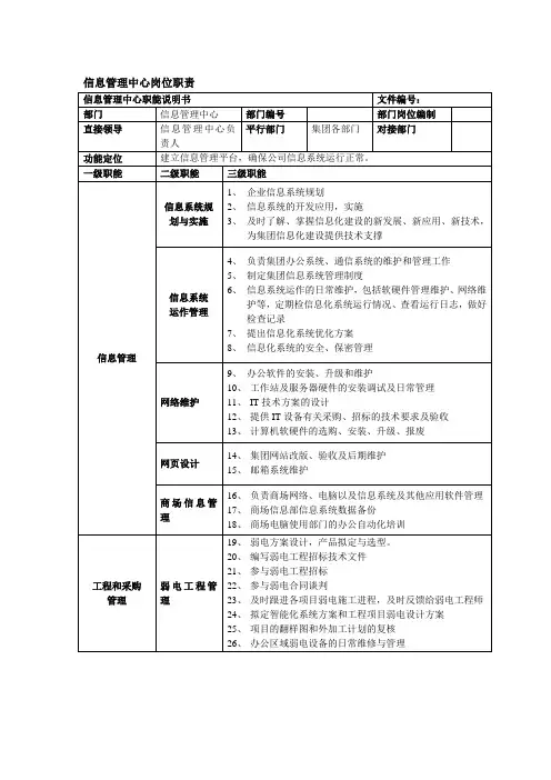信息管理中心职责
