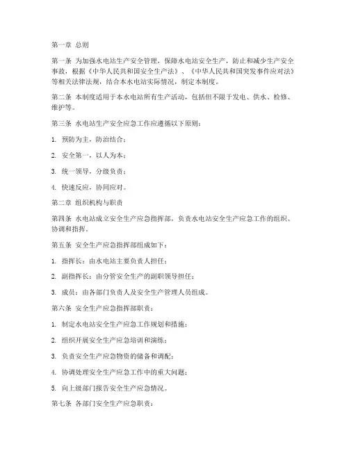 水电站生产安全应急制度