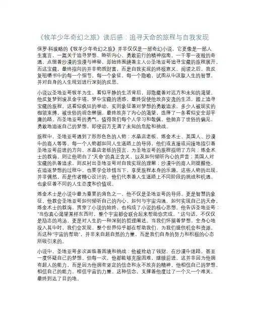 《牧羊少年奇幻之旅》读后感