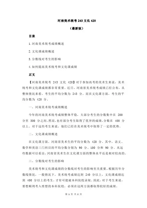 河南美术统考243文化420