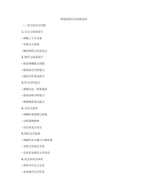 师说的知识点归纳总结