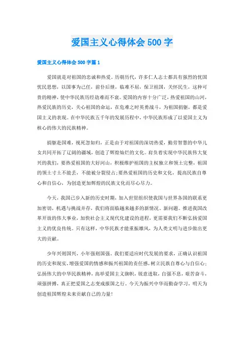 爱国主义心得体会500字