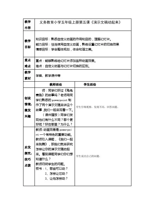 《自定义动画》教学设计