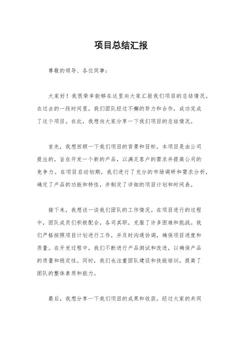 项目总结汇报
