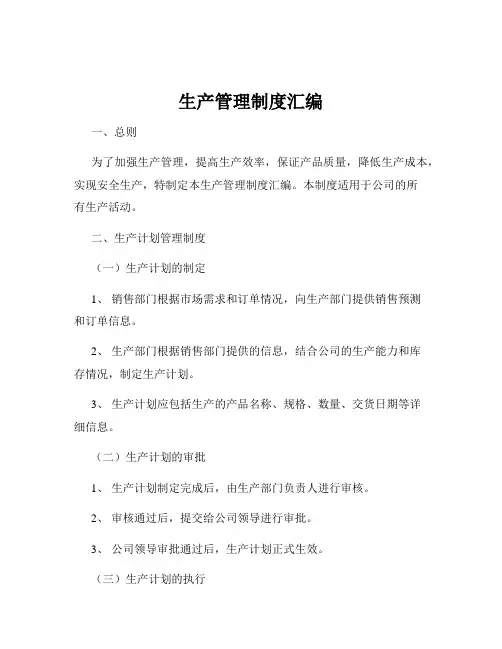 生产管理制度汇编