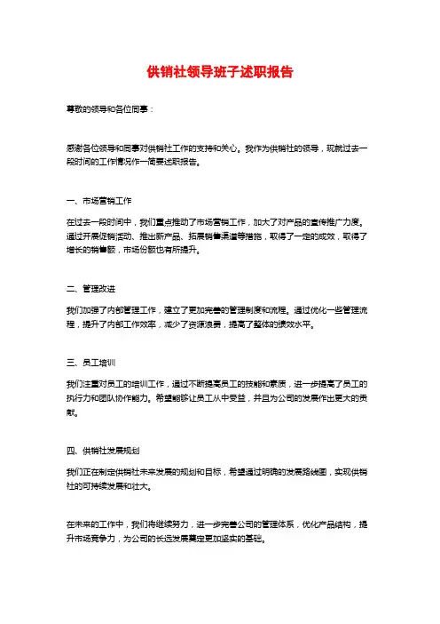 供销社领导班子述职报告