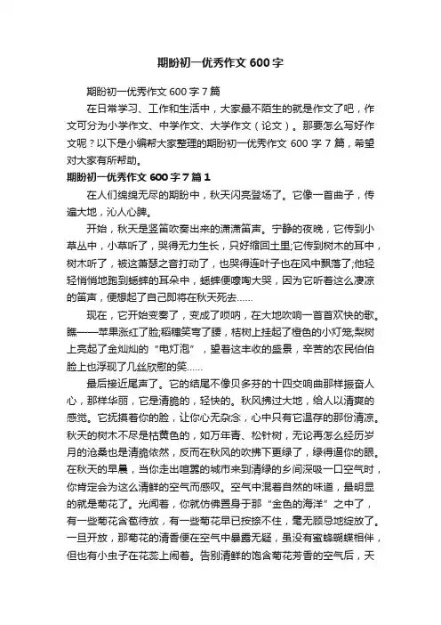 期盼初一优秀作文600字
