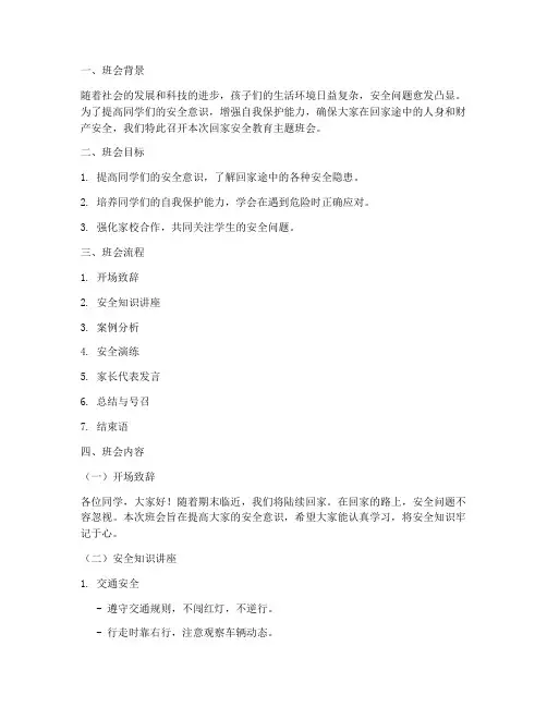 回家安全教育主题班会