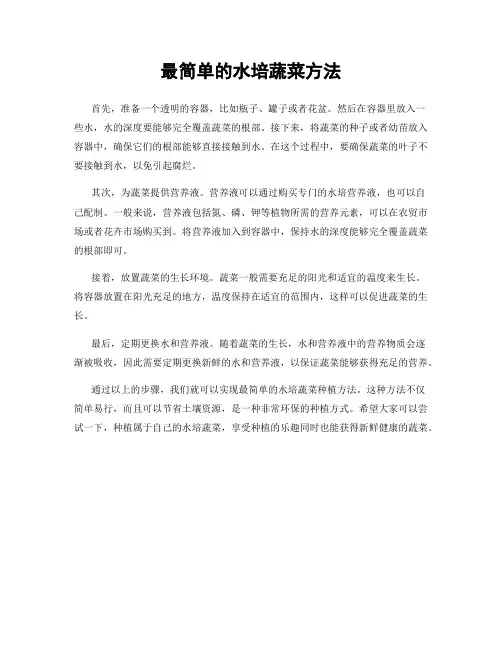 最简单的水培蔬菜方法