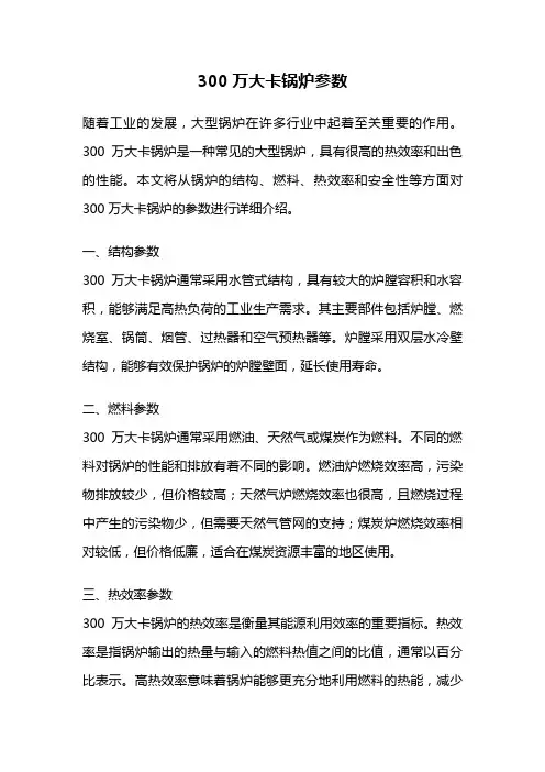 300万大卡锅炉参数