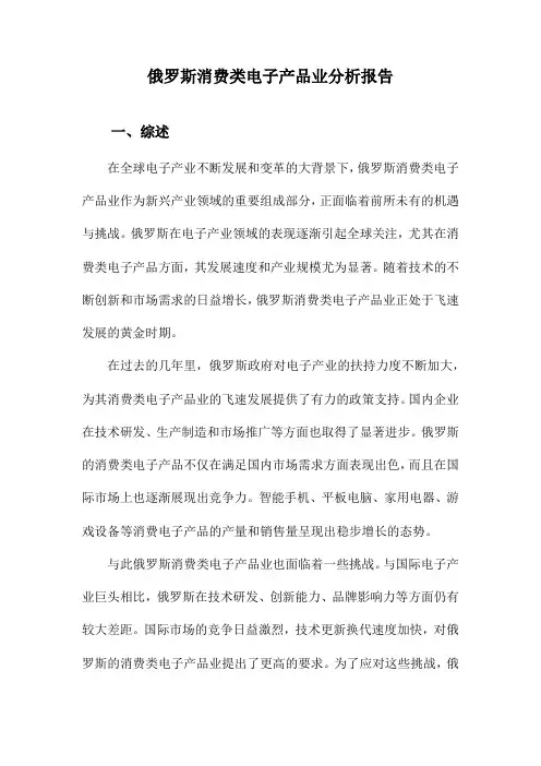 俄罗斯消费类电子产品业分析报告