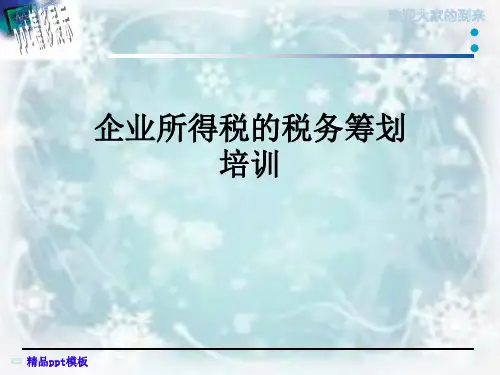 企业所得税的税务筹划培训 