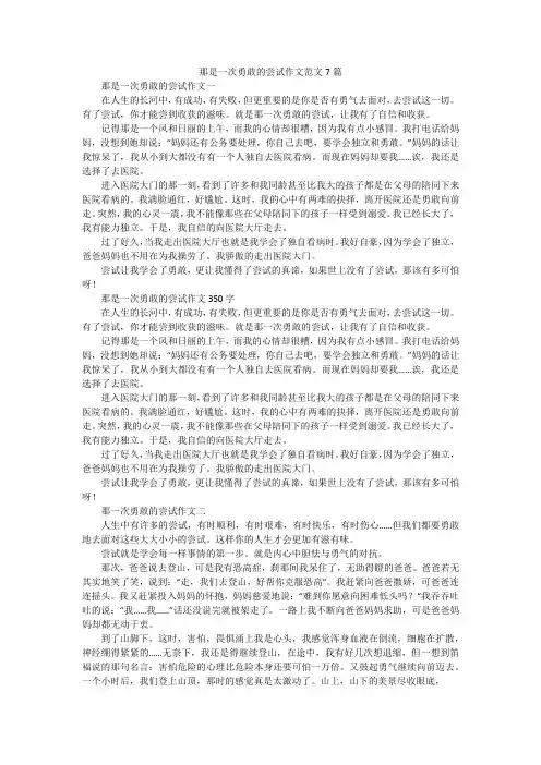 那是一次勇敢的尝试作文范文7篇