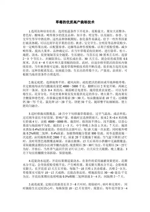 草莓的优质高产栽培技术