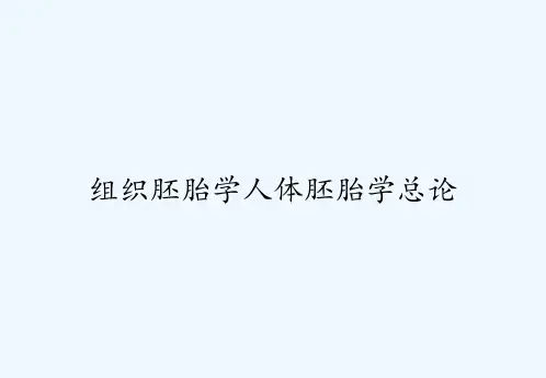 组织胚胎学人体胚胎学总论 PPT