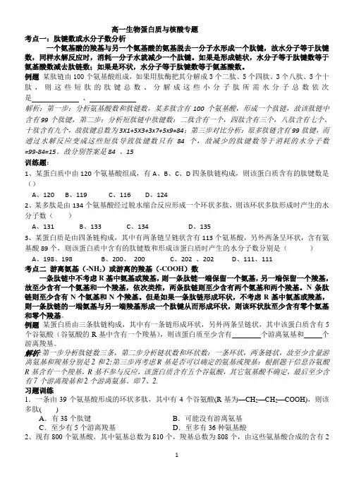 高一生物蛋白质专题