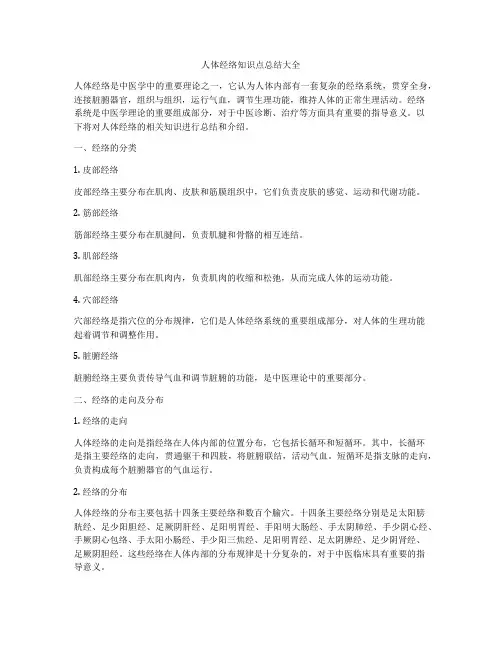 人体经络知识点总结大全