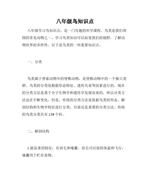 八年级鸟知识点