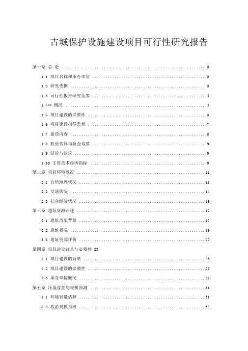 古城保护设施建设项目可行性研究报告