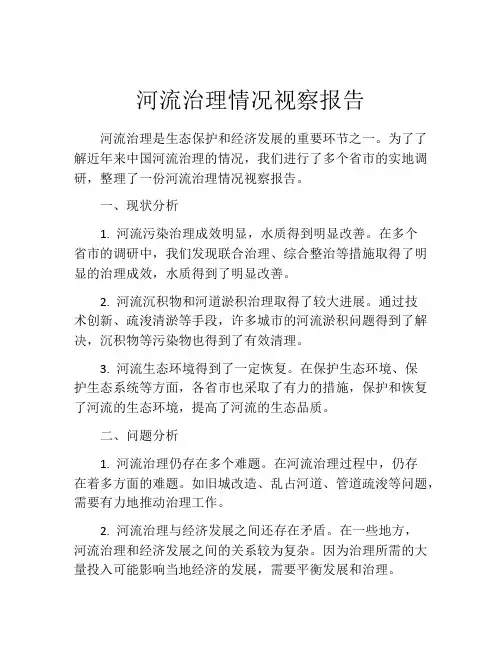 河流治理情况视察报告