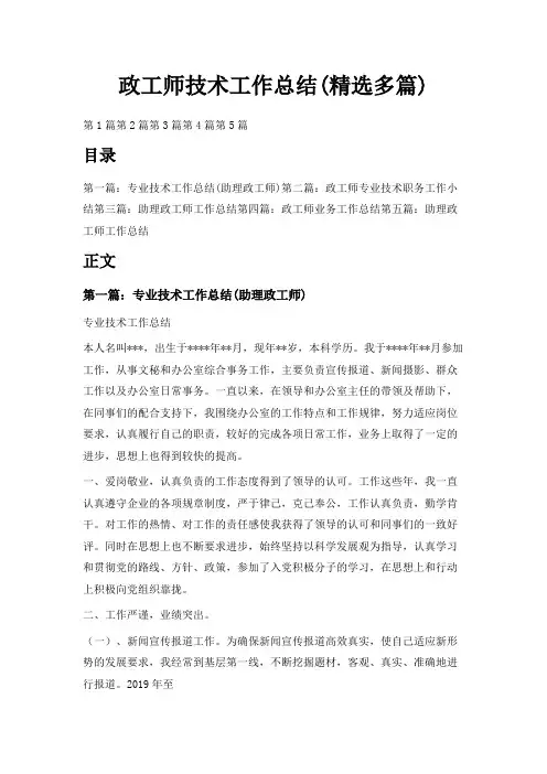 最新-政工师技术工作总结(精选多篇) 精品