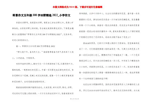 即景作文五年级500字田野精选2022_小学作文