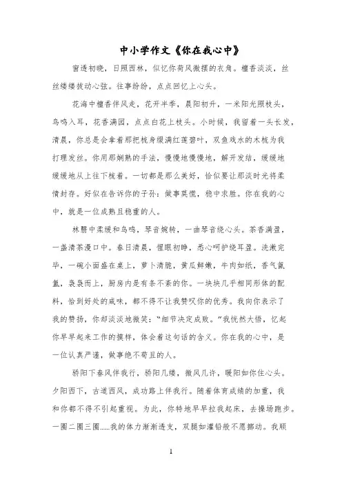 中小学作文《你在我心中》