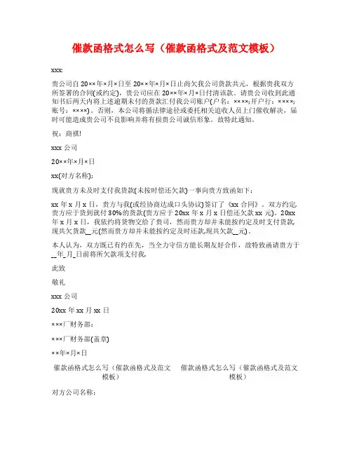 催款函格式怎么写(催款函格式及范文模板)
