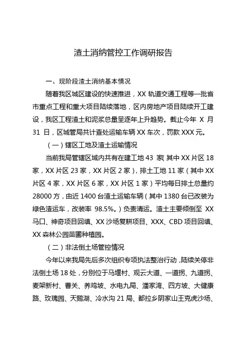 关于渣土消纳管控工作的调研报告