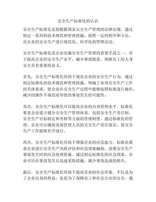 安全生产标准化的认识
