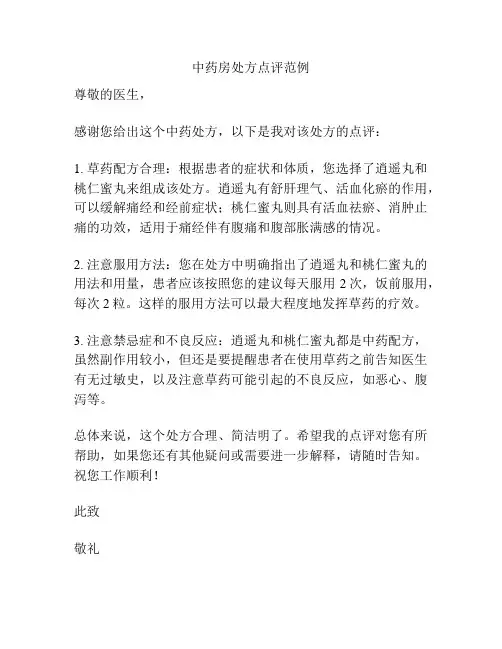 中药房处方点评范例