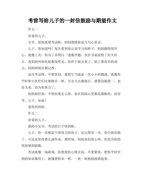 考前写给儿子的一封信鼓励与期望作文