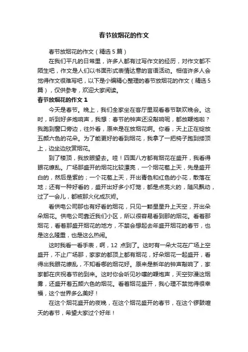 春节放烟花的作文（精选5篇）