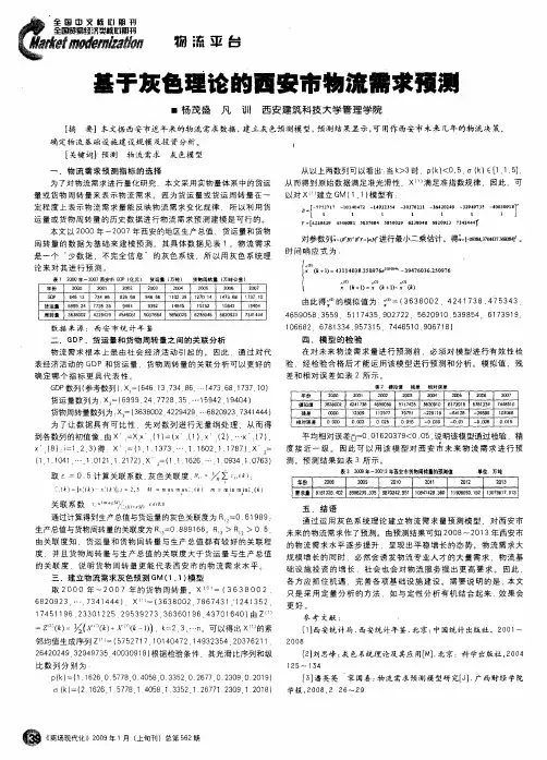 基于灰色理论的西安市物流需求预测